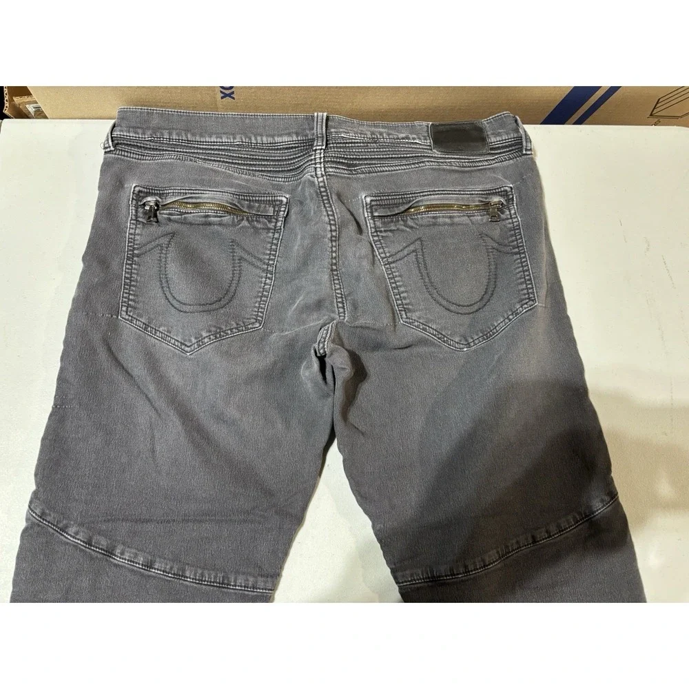 True Religion World‎ Tour Brand Skinny Moto Black Jeans Men's Size 34